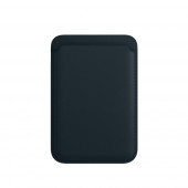 Чехол-бумажник Apple iPhone Leather Wallet MagSafe (кожа, коробка, темно-синий)