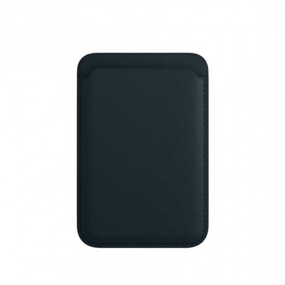 Чехол-бумажник Apple iPhone Leather Wallet MagSafe (кожа, коробка, темно-синий)