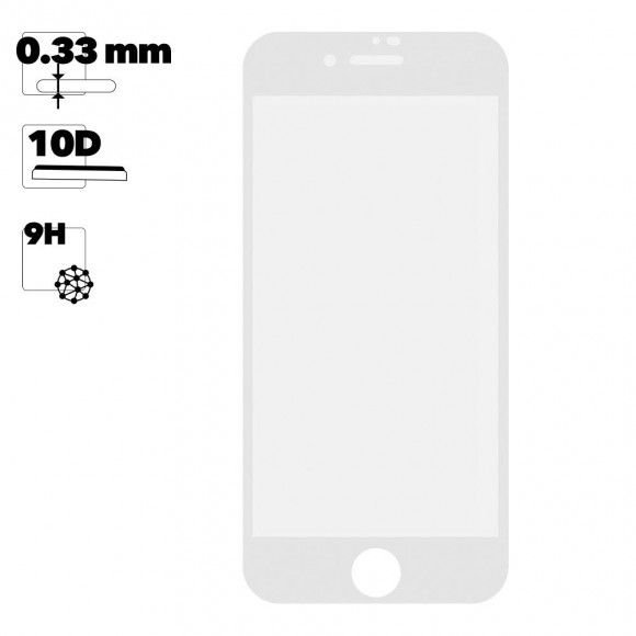 Защитное стекло для Apple iPhone 7, 8 Tempered Glass 10D, белое (ударопрочное)