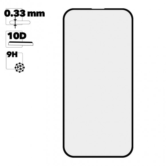Защитное стекло 10D для iPhone 14 Pro T. G. черное 0,33 мм (ударопрочное)