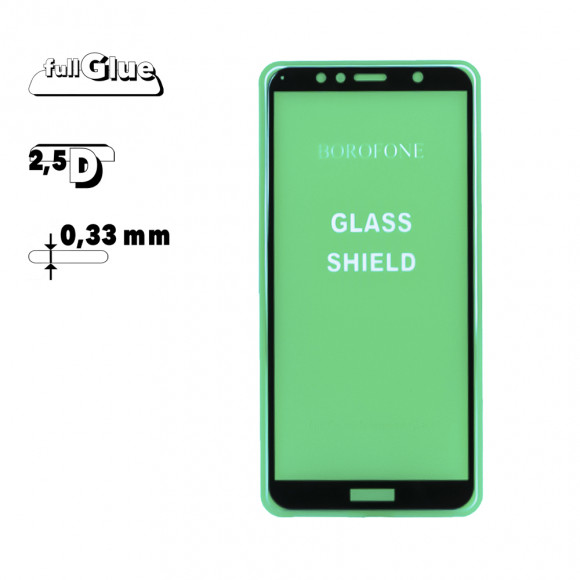 Защитное стекло Borofone Elephant для Huawei Y6, Y6 Pro, Y6 Prime 2018 2.5D, 0.33 мм с черной рамкой