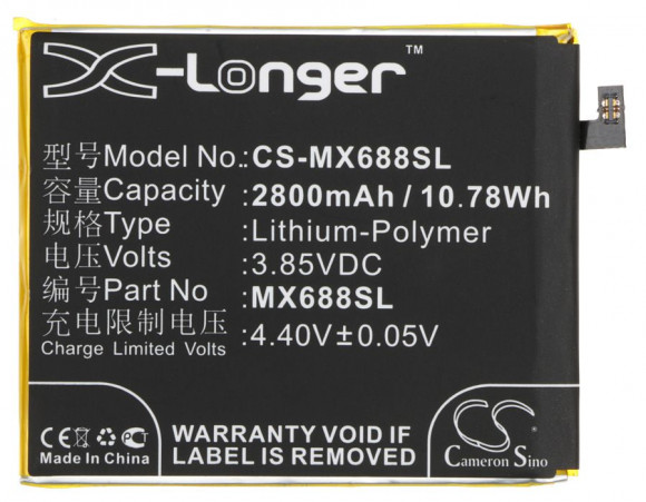 Аккумулятор (батарея) CS-MX688SL, BT68 для телефона Meizu M3S Mini, 3.85В, 2800мАч, 10.78Wh Аккумулятор (батарея) CS-MX688SL, BT68 для телефона Meizu M3S Mini, 3.85В, 2800мАч, 10.78Wh