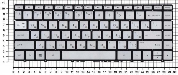 Клавиатура для ноутбука HP Envy 13-AD, серебристая с подсветкой