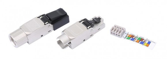 PLUD-8P8C-S-C6A-SH Разъем полевой оконцовки RJ-45 (8P8C) под витую пару, для одножильного кабеля, toolless, категория 6A, экранированный