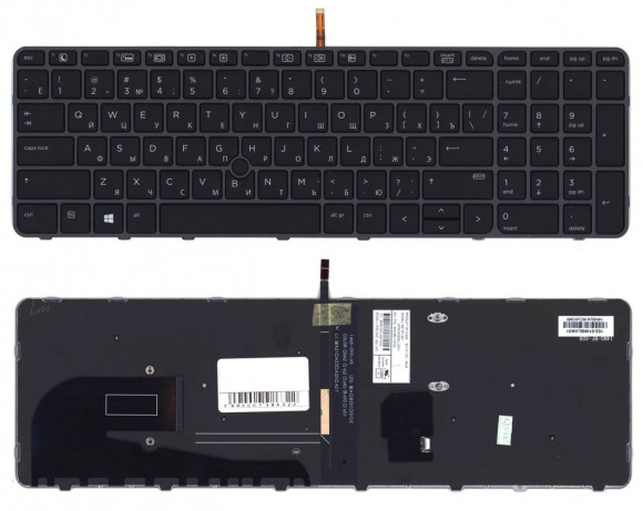 Клавиатура для ноутбука HP EliteBook 850 G3, 850 G4, черная с черной рамкой и подсветкой