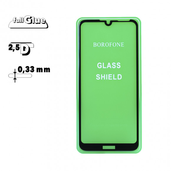 Защитное стекло Borofone Elephant для Huawei Y6, Y6 Pro, Y6 Prime 2019 2.5D, 0.33 мм с черной рамкой