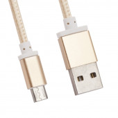 USB кабель "LP" MicroUSB оплетка и металл. разъемы в катушке 1.5 метра, золотой USB кабель "LP" MicroUSB оплетка и металл. разъемы в катушке 1.5 метра, золотой