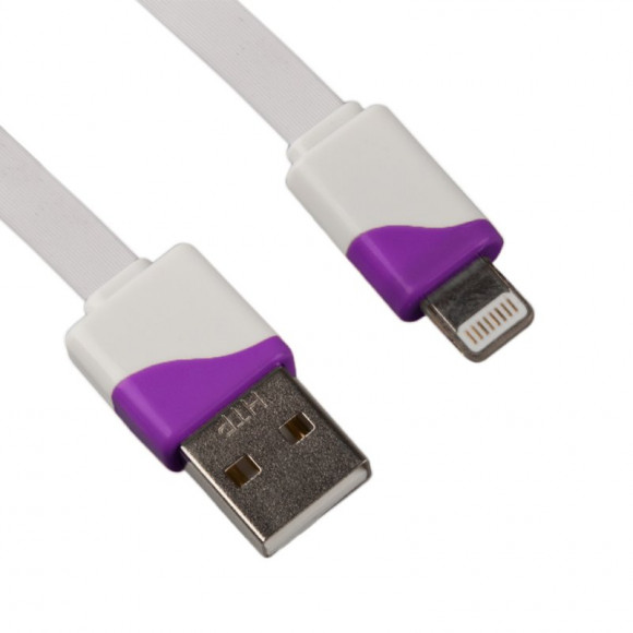 USB Дата-кабель для Apple 8-pin плоский в катушке, 1 метр, фиолетовый