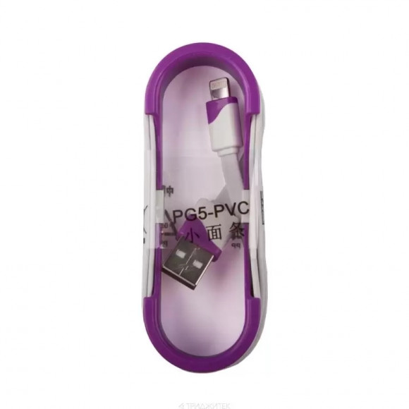 USB Дата-кабель для Apple 8-pin плоский в катушке, 1 метр, фиолетовый USB Дата-кабель для Apple 8-pin плоский в катушке, 1 метр, фиолетовый