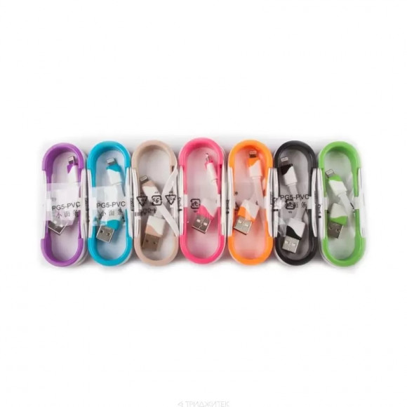 USB Дата-кабель для Apple 8-pin плоский в катушке, 1 метр, фиолетовый USB Дата-кабель для Apple 8-pin плоский в катушке, 1 метр, фиолетовый