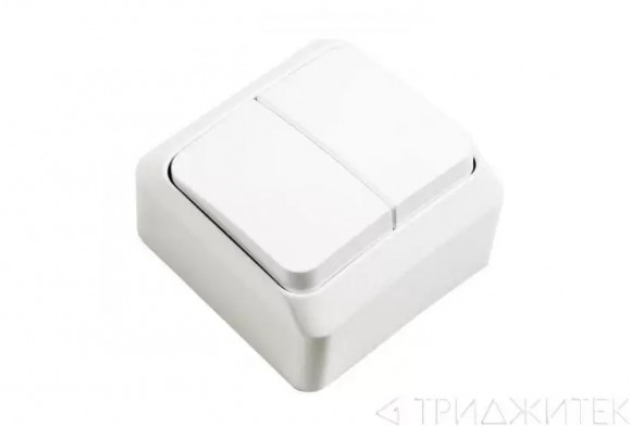 Выключатель двухклавишный наружный белый сх.5 ЭТЮД (BA10-002B) Schneider Electric
