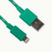 USB кабель "LP" для Apple iPhone, iPad 8-pin в оплетке (зеленый, европакет)