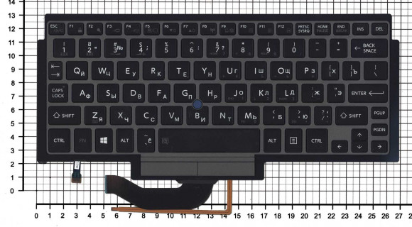 Клавиатура для ноутбука Toshiba Portege Z10t, черная с серой рамком и указателем