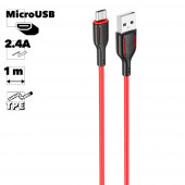 USB кабель Borofone BX63 Charming MicroUSB, 1 метр, 2.4A, TPE, красный