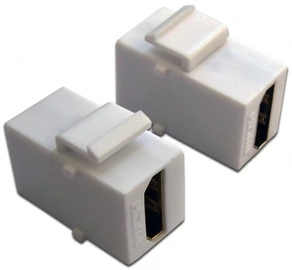Вставка Keystone HDMI, мама-мама, 180 градусов, белая, LAN-OK-HDMI-V-WH