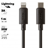 USB-C кабель HOCO X88 Gratified Lightning 8-pin, 3А, PD20W, 1м, PVC (черный)