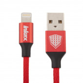 USB Дата-кабель inkax CK-27 Metal Braided для Apple Lightning 8-pin 100CM метал. разъемы, красный
