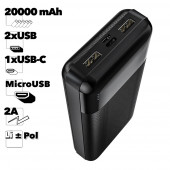 Внешний АКБ HOCO J72A Easy Travel 20000mAh, 2хUSB, 2A, Li-Pol (черный)