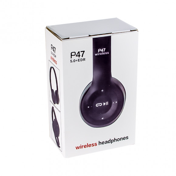 Bluetooth беспроводная гарнитура P47 накладная BT5.0/FM/3.5 мм, черная