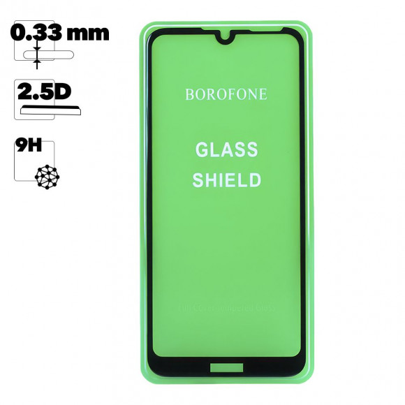 Защитное стекло Borofone Elephant для Huawei Y7, Y7 Pro, Y7 Prime 2019 2.5D, 0.33 мм с черной рамкой