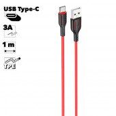 USB кабель Borofone BX63 Charming Type-C, 1 метр, 3A, силикон, красный