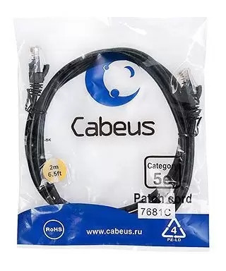 Патч-корд U/UTP Cabeus PC-UTP-RJ45-Cat.5e-2m-BK