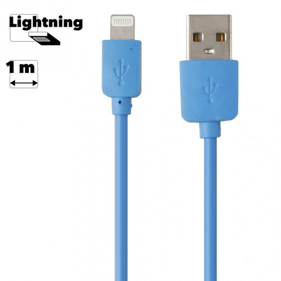USB Дата-кабель Remax RC-06i для Apple 8-pin, 1 метр круглый пластиковые разьемы, голубой