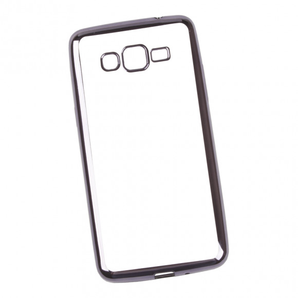 Чехол силиконовый LP для Samsung Galaxy Grand Prime TPU (прозрачный с черной хром рамкой) (европакет)