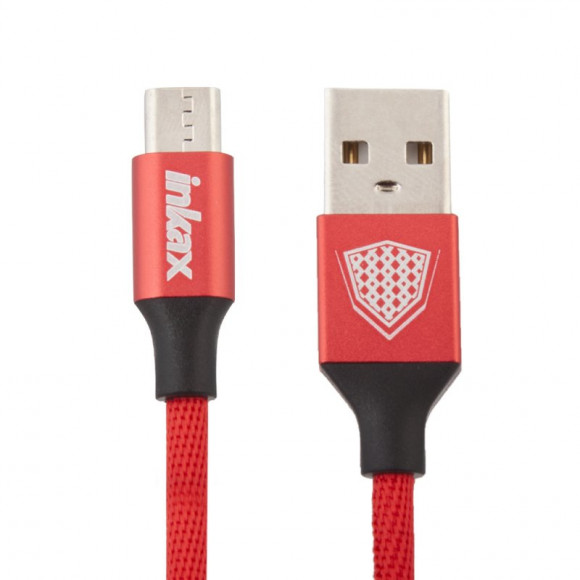 USB кабель inkax CK-27 Metal Braided для MicroUSB 100CM метал. разъемы, красный