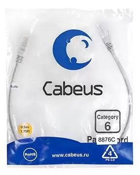 Патч-корд U/UTP Cabeus PC-UTP-RJ45-Cat.6-0.5m-LSZH