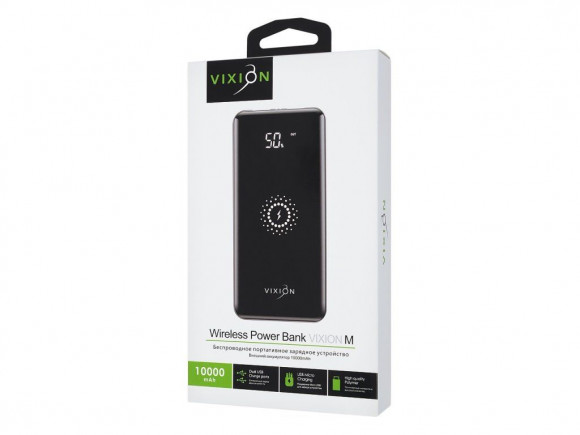 Беспроводное портативное зарядное устройство (Power Bank) PR-11 10000mAh, черный (Vixion)