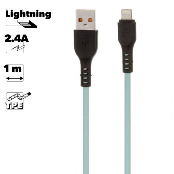 USB кабель "LP" для Apple 8-pin "Extra" TPE (бирюзовый, коробка)
