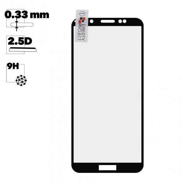 Защитное стекло "LP" для Huawei Honor Y5 Prime 2018 Thin Frame Full Glue 0.33 мм, 2.5D, 9H, черное