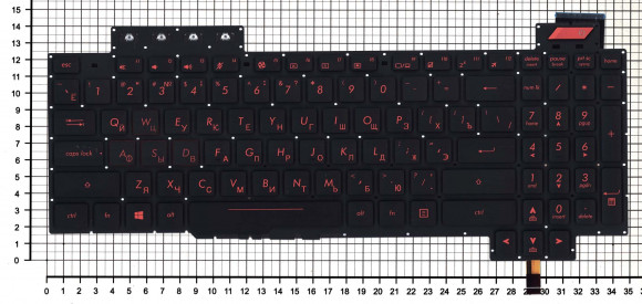 Клавиатура для ноутбука Asus FX503, черная с красной подсветкой