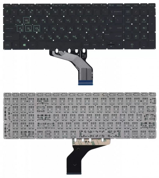 Клавиатура для ноутбука HP Pavilion Gaming 15-CX0020NR, 15-CX0002NG, 15-CX000, 15-CX0071NR, с зеленой подсветкой, черная