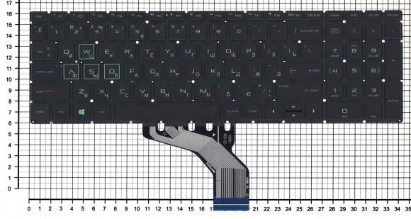 Клавиатура для ноутбука HP Pavilion Gaming 15-CX0020NR, 15-CX0002NG, 15-CX000, 15-CX0071NR, с зеленой подсветкой, черная