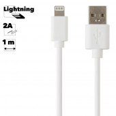USB кабель "LP" для Apple Lightning 8-pin Спираль, 1 метр (белый, европакет)