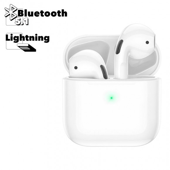 TWS Bluetooth гарнитура Borofone BW02 Plus BT 5.1, вкладыши, белый