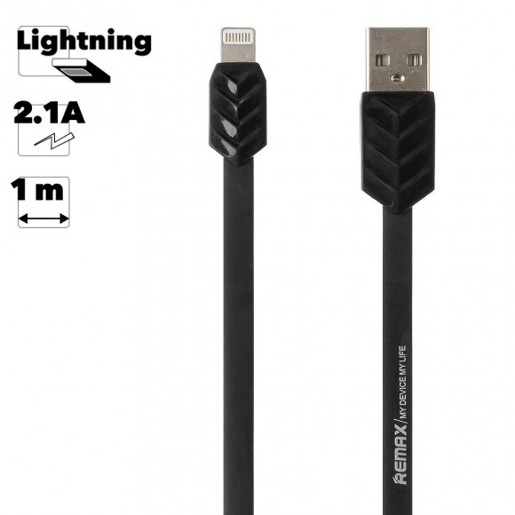 USB Дата-кабель Remax Fishbone для Apple 8-pin, 1 метр, черный