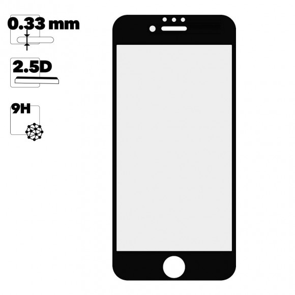 Защитное стекло MOON для Apple iPhone SE 2, 8, 7 Tempered Glass Big Curve Edge, черное