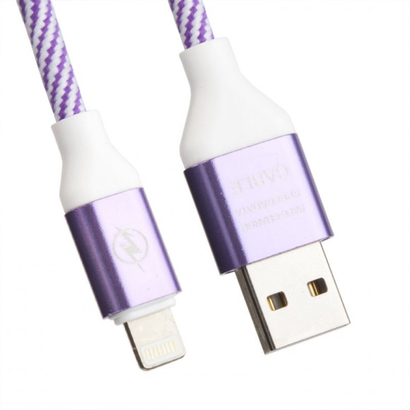 USB кабель "LP" для Apple 8-pin Волны (сиреневый, белый, европакет)
