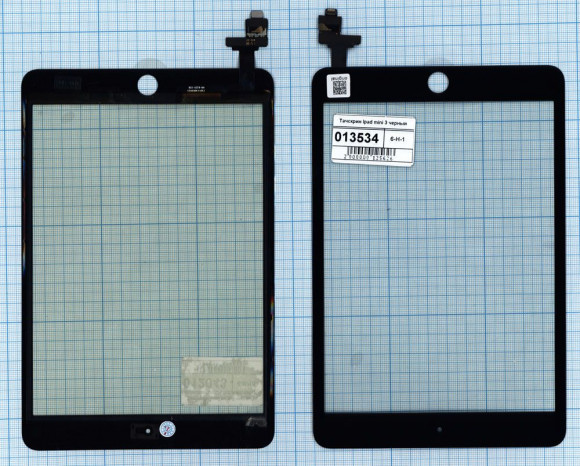 Сенсорное стекло (тачскрин) для планшета Apple iPad Mini 3 (A1599, A1600) (retina) + IC, черное