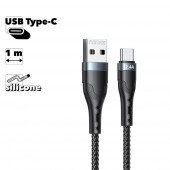 USB кабель Remax Sailing RC-0006 A-C Type-C, 2.4A, 1 метр, нейлон, серебряный