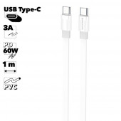 USB-C кабель BOROFONE BX89 Union Type-C, 3А, PD60W, 1м, TPE (белый/серый)