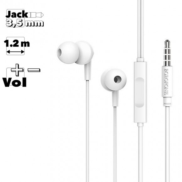Гарнитура Borofone BM49 Player Universal Earphones With Mic, белая
