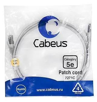 Патч-корд F/UTP Cabeus PC-FTP-RJ45-Cat.5e-1.5m