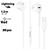 Гарнитура Borofone BM56 Original Series Lightning 8 - pin, вкладыши, 1.2м (20 шт.), белый