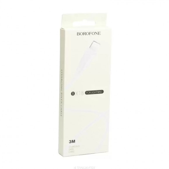 USB кабель Borofone BX18 Optimal Charging Data Cable For Lightning, 3 метра, белый USB кабель Borofone BX18 Optimal Charging Data Cable For Lightning, 3 метра, белый