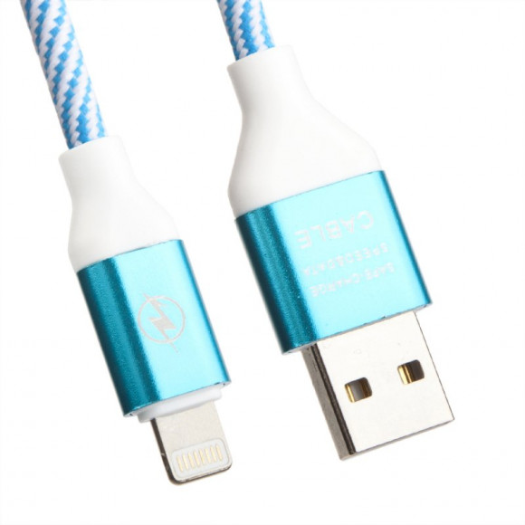 USB кабель "LP" для Apple 8-pin Волны (голубой, белый, европакет)