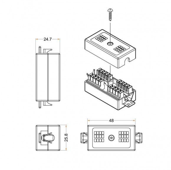 CA-IDC-C5e-SH-F-WH Проходной адаптер (coupler), Dual IDC, категория 5e, 4 пары, экранированный Hyperline